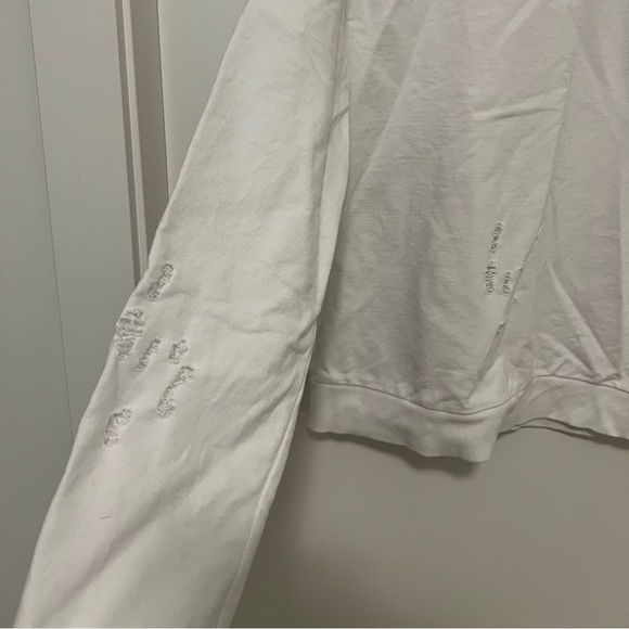SPORT by Priv White Distressed Crew neck sweat top - Picture 5 of 5